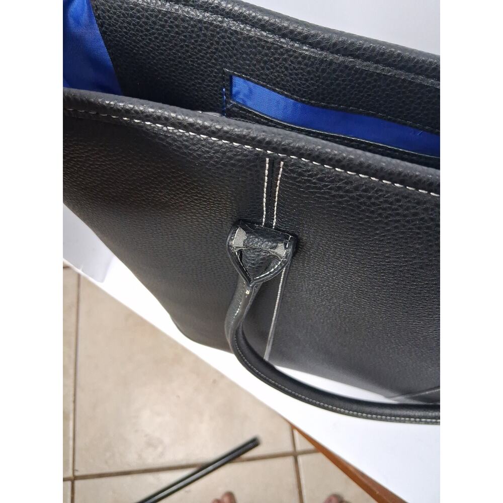 BMW Black Pebbled Genuine Leather Tote Bag - Ladies Top Handle Work & Laptop Bag - Picture 12 of 14